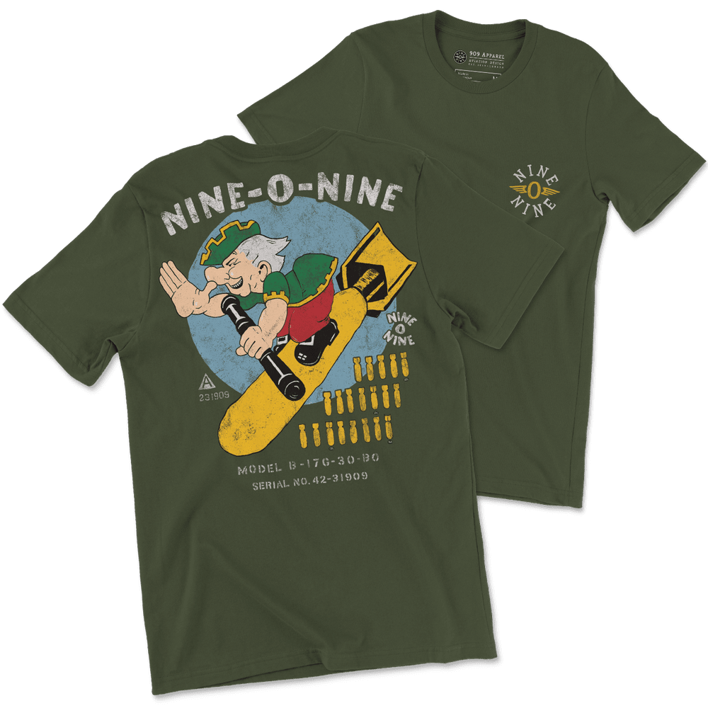 Nine-O-Nine Nose Art - B-17 Flying Fortress Back-Print T-Shirt